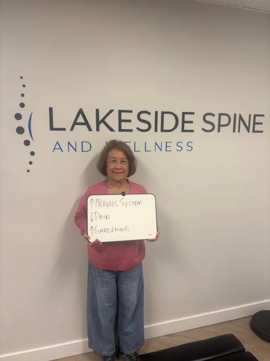 Patient testimonial photo from Lakeside Spine and Wellness